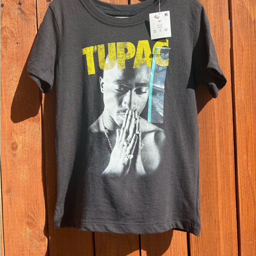 NWT Black Tupac Graphic Kids T-Shirt (5T)